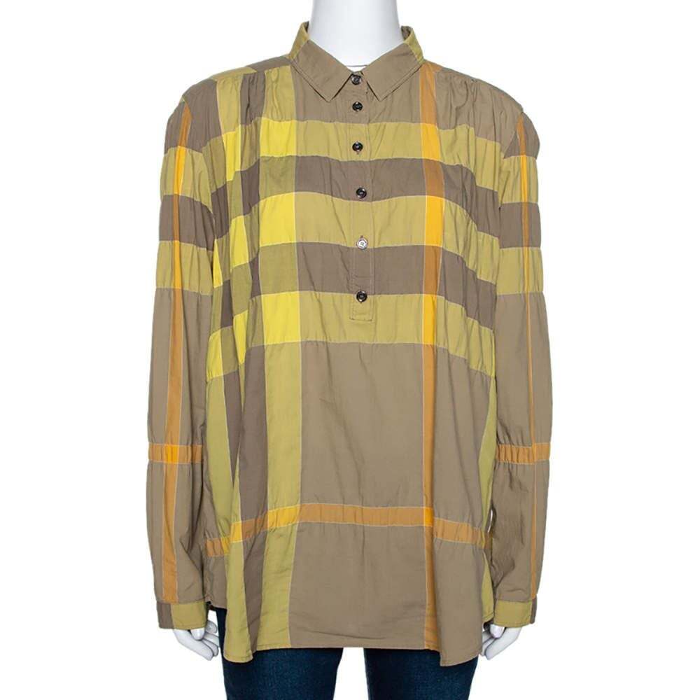 Burberry Brit Exploded Check Popover Shirt Amber Yellow Size S